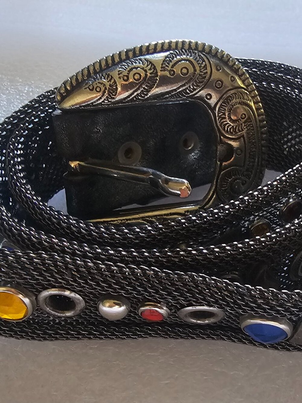 Vintage USMECO Paris Jeweled Mesh Belt – M